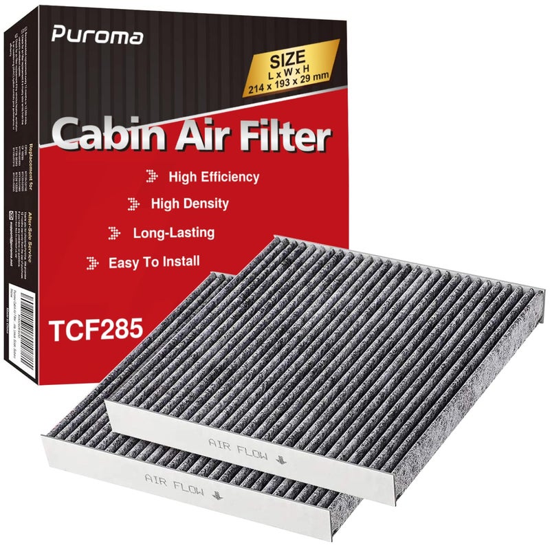 Puroma Cabin Air Filter with Activated Carbon, Replacement for CP285, CF10285, Toyota Camry, RAV4, Highlander, Corolla, 4Runner, Tundra, Prius, Sienna, Lexus, Scion, Subaru, Jaguar (2 pcs) - Image 1